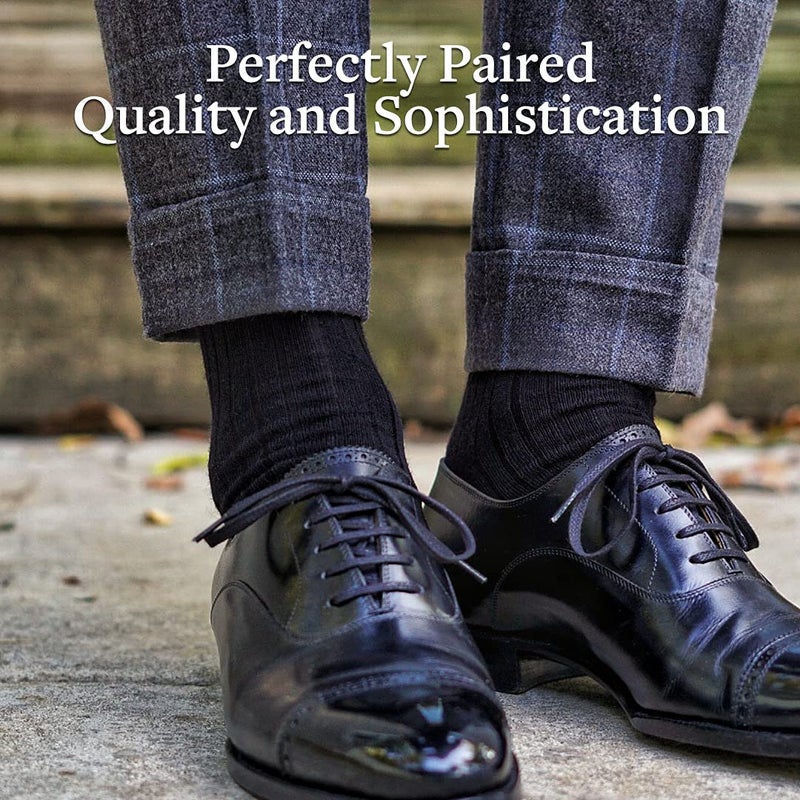 BoardroomSocks Merino Wool Dress Socks for Men - Over-the-Calf, Ribbed Wool Dress Socks for Size 8-12 - Breathable, Reinforced Heel and Toe, 3 colour set, 44785 - Image 4